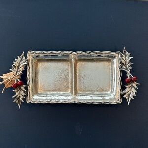 Mud Pie Holly Metal Double Dish NWT